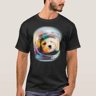 2 Poodle Puppy In Astronaut Helmet Space Galaxy Do T-Shirt