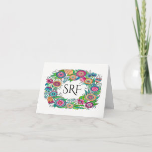 2 Pretty Floral Monogram Note Card
