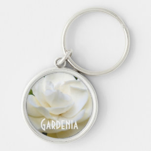 2 Pure White Gardenia Key Ring