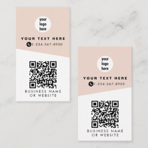 2 QR Codes 2 Business Logos & 2 Contacts Pink Business Card