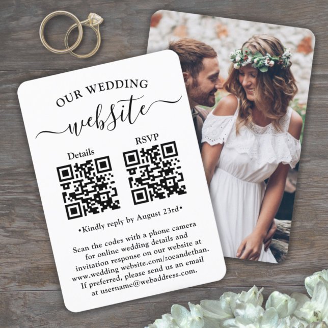 2 QR Codes Wedding Website Details Photo Enclosure RSVP Card (Creator Uploaded)