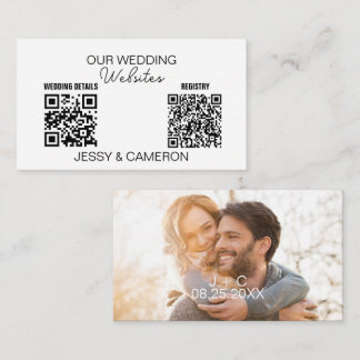 2 QR Codes Wedding Website Wedding Registry Photo Enclosure Card