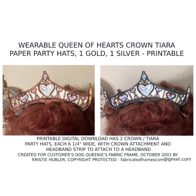 2 Queen of Hearts Crown Tiara Party Hat Printables Poster (Creator Uploaded)