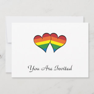 2 Rainbow Hearts Invitation