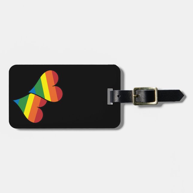 2 Rainbow Hearts Luggage Tag (Front Horizontal)