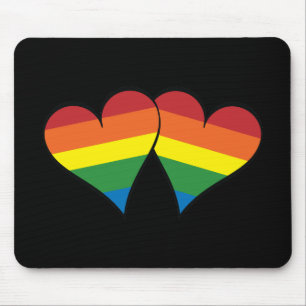 2 Rainbow Hearts Mouse Mat