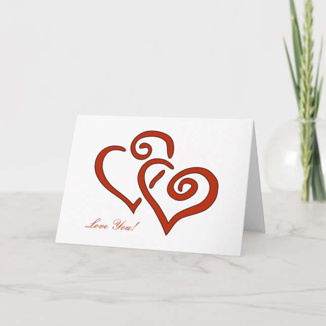 2 Red Hearts Love You Anniversary Card (Front)
