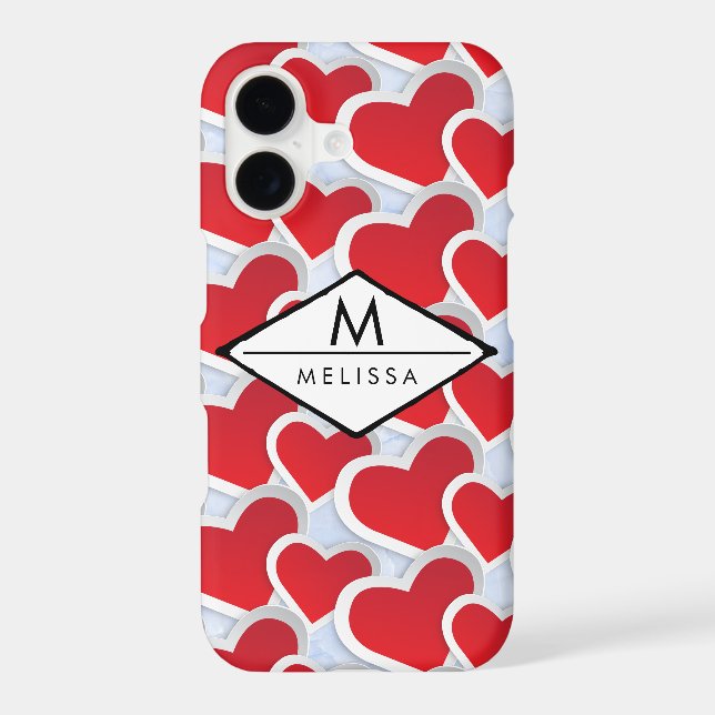 2 Red Hearts Repeating Pattern Cute (Back)