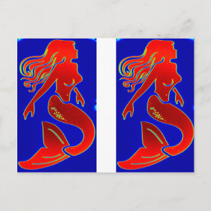 2 red mermaids postcard