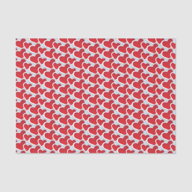 2 Red Paper Hearts in a repeating Pattern (Front)
