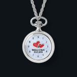 2 Red Paper Hearts on Icy Blue Marble Watch<br><div class="desc">A personalised watch with an illustration of 2 paper hearts - red with a white border. Set on an elegant icy blue marble background.</div>