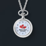 2 Red Paper Hearts on Icy Blue Marble Watch<br><div class="desc">A personalised watch with an illustration of 2 paper hearts - red with a white border. Set on an elegant icy blue marble background.</div>