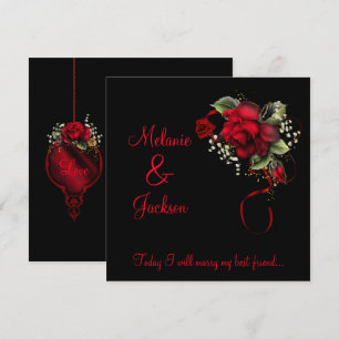 #2 Red Roses Ribbon Babys Breath Wedding Invitation