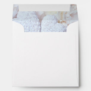 2 Reflecting White Hearts & Peonies Wedding Envelope