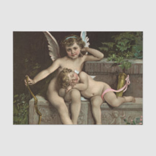 2 retro cupids sitting tissue paper