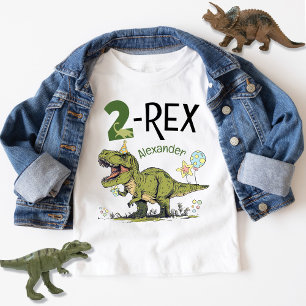2-Rex Cute Dinosaur Theme 2nd Birthday Party Name 