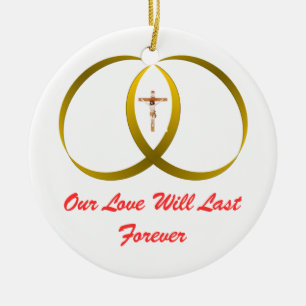 2 rings & JESUS, Ceramic Tree Decoration