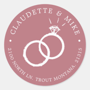 2 Rings   Minimal Solid Rose Gold Colour Classic Round Sticker