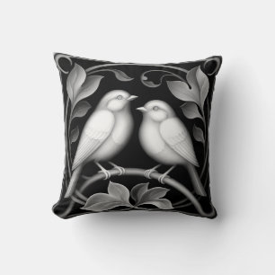 2 Robins on black Cushion