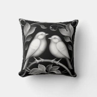 2 Robins on black Cushion