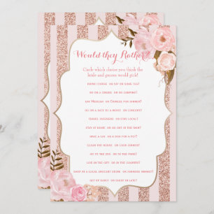 2 Rose Gold and Pink Bridal Shower Games Invitation