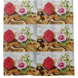 2 roses painting shower curtain