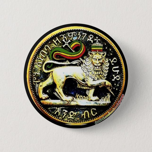 2¼" Round Ethiopian Lion of Judah Coin Badge (Front)