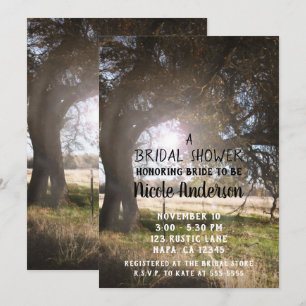 2 Rustic Trees Afternoon Dusk Sunset Bridal Shower Invitation