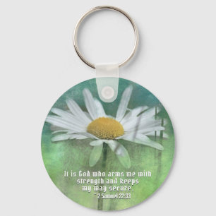 2 Samuel 22:33 It is God who arms me with strength Key Ring