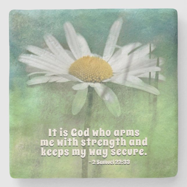 2 Samuel 22:33 It is God who arms me with strength Stone Coaster (Front)