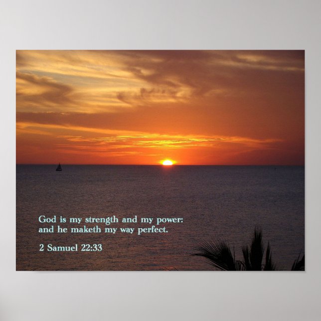 2 Samuel 22:33 Sunset Poster (Front)