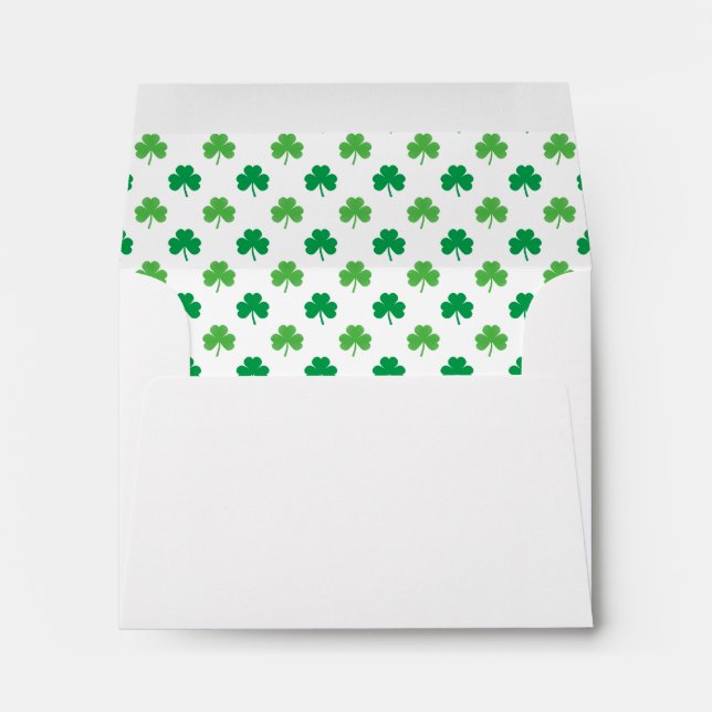2-Shades of Green Shamrocks on White St. Patrick's Envelopes (Back (Bottom))