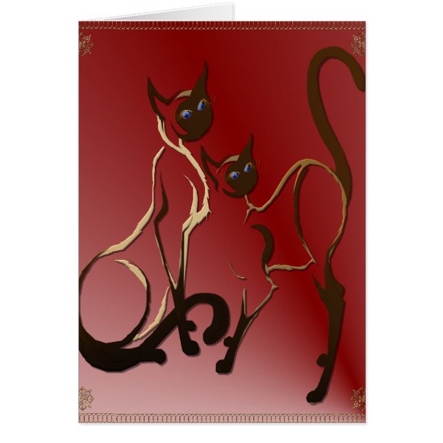 2 Siamese Kitties Card (Front)