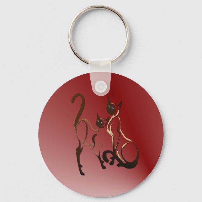 2 Siamese Kitties Keychain (Front)