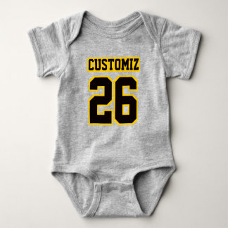 2 Side GRAY BLACK GOLD Crewneck Football Outfit Baby Bodysuit