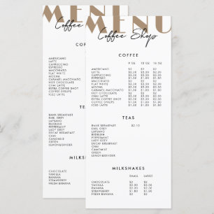 2 Side Modern Minimalist Coffee Shop Menu