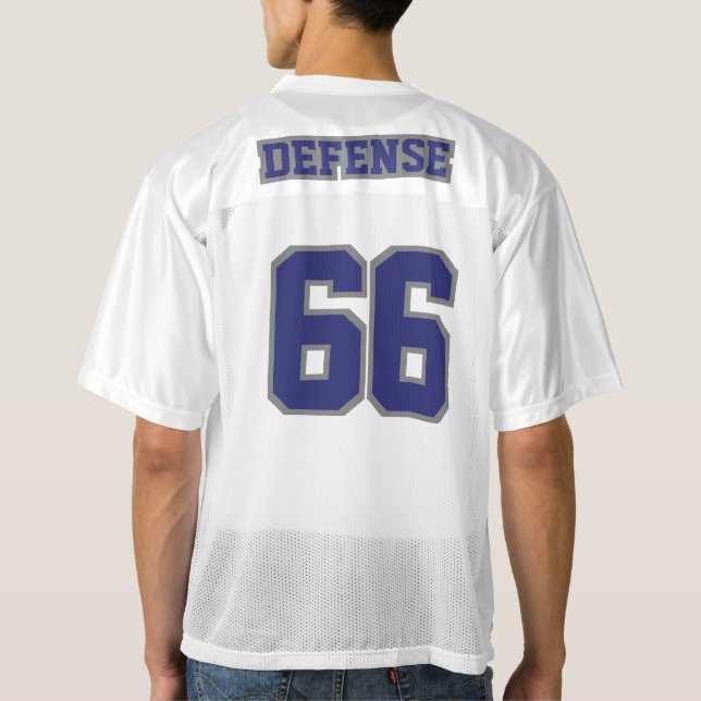 2 Side NAVY BLUE GREY WHITE Men Football Jersey (Back)