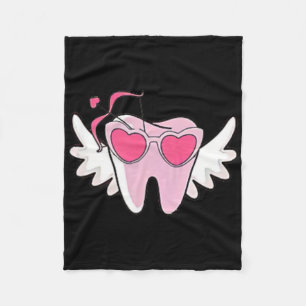 2 Side Pink Coquette Valentine Day Dental Hygiene Fleece Blanket