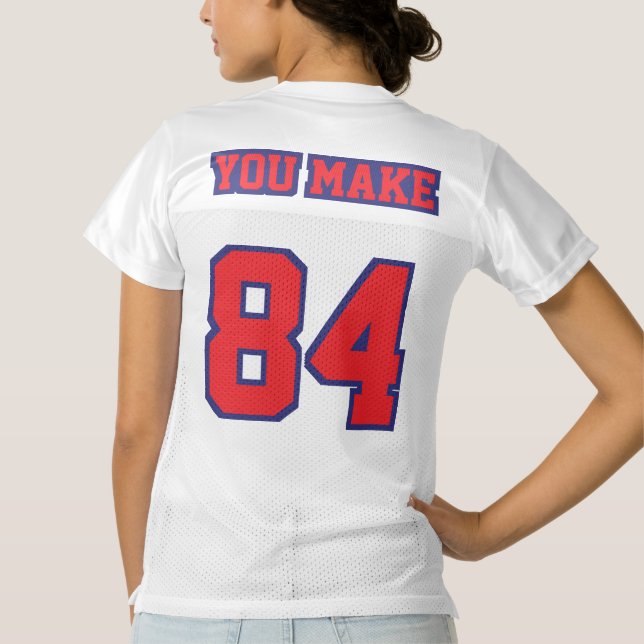 2 Side RED NAVY BLUE WHITE Womens Sport Jersey (Back)