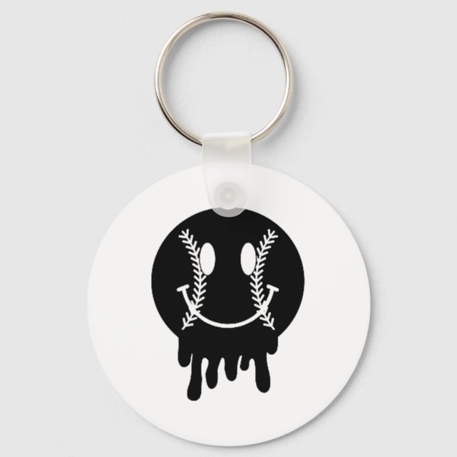 2 Side Somebodys Loud Mouth Baseball Mama Groovy M Key Ring (Front)