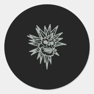 (2 Side) Spooky Island Est 2002 Amusement Skull Ha Classic Round Sticker