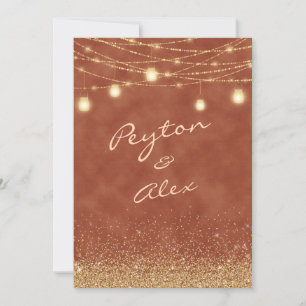 2 Side Terracotta Gold Glitter Wedding Invitation