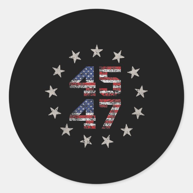 2 Side Trump 2024 President 45 47 American Flag Tr Classic Round Sticker (Front)