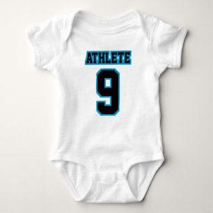 2 Side WHITE BLACK BLUE Romper Football Jersey Baby Bodysuit