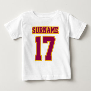 2 Side WHITE BLACK BURGUNDY GOLD 3/4 Sleeve Raglan Baby T-Shirt
