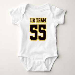 2 Side WHITE BLACK GOLD Bodysuit Football Jersey