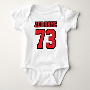 2 Side WHITE RED BLACK Football Jersey Outfit Baby Bodysuit