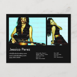 2-Sided Actor & Model 2 Shot Black Headshot Comp Postcard