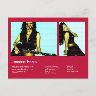 2-Sided Actor & Model 2 Shot Red Headshot Comp Postcard