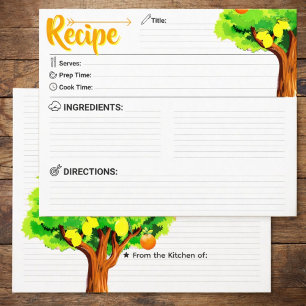 2 Sided Blank - Elegant Lemon Tree Recipe Card
